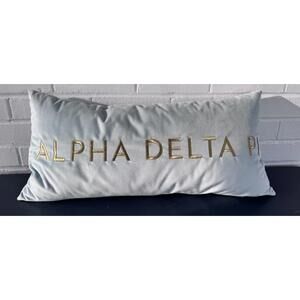 Alpha Delta Pi Pillow, ADPi, Light Blue W/ Gold Script